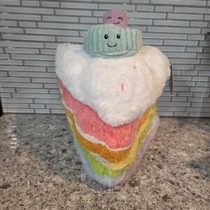 NEW, GiggleScape Layer Birthday Cake Plush Rainbow Each Piece Has a Smile! 12”